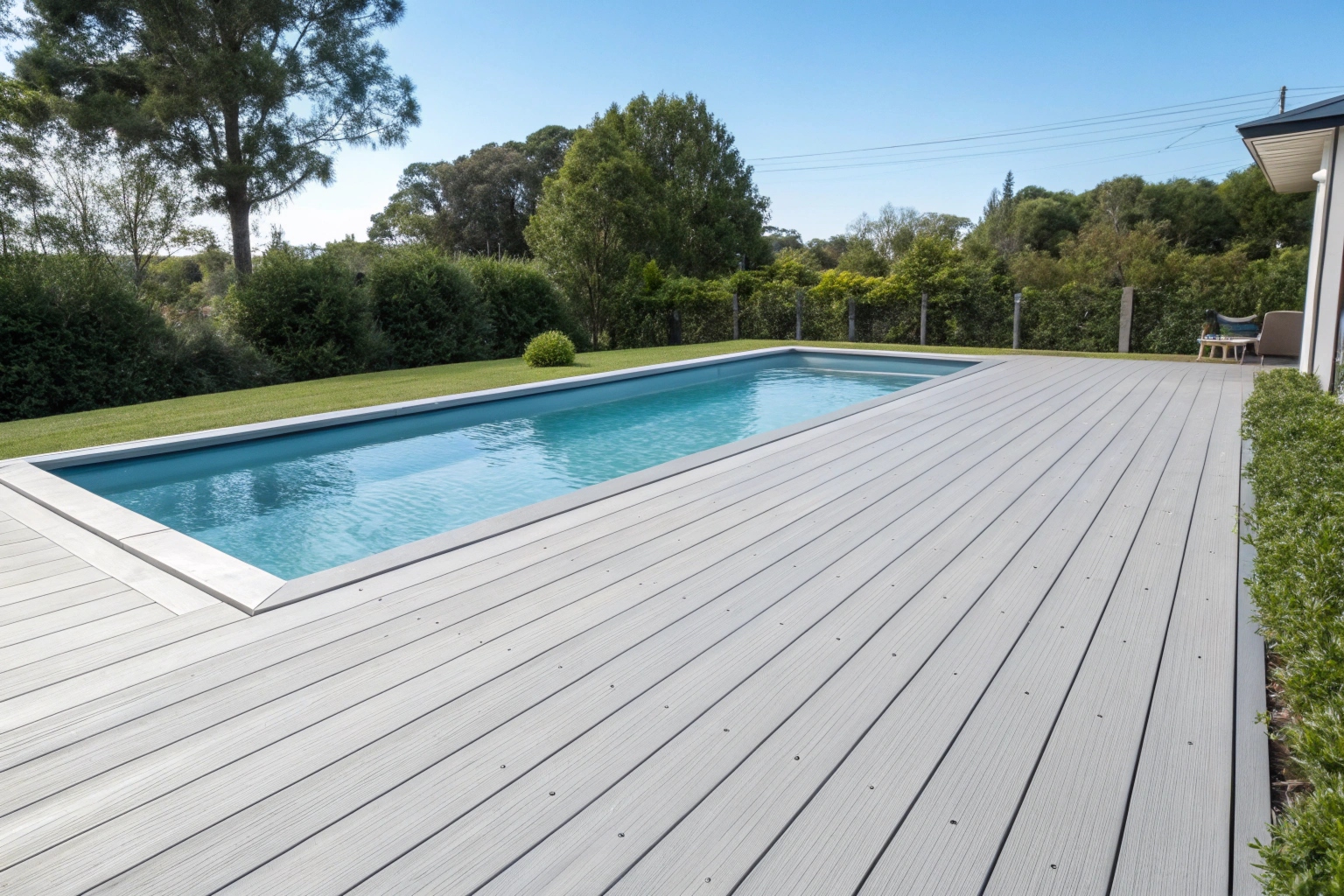 Composite decking installed around a residential pool in Adelaide