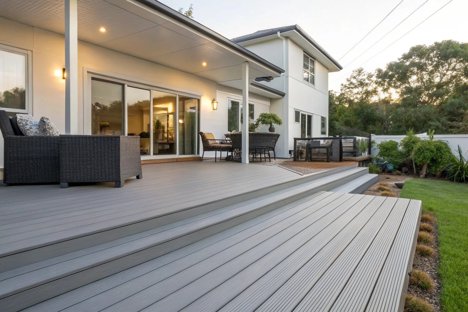 Low maintenance composite decking on elevated residential deck in Adelaide