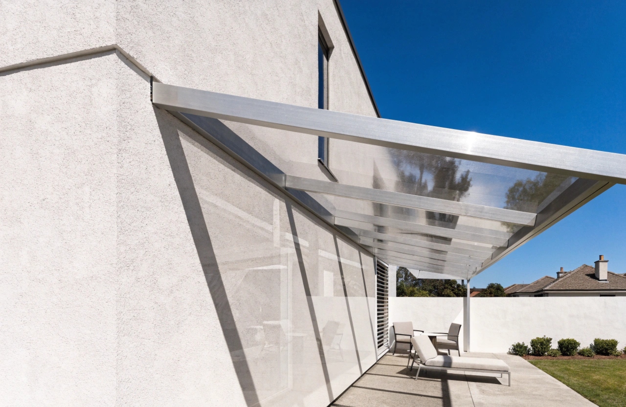 Modern aluminium attached pergola with polycarbonate roofing on a contemporary Adelaide home