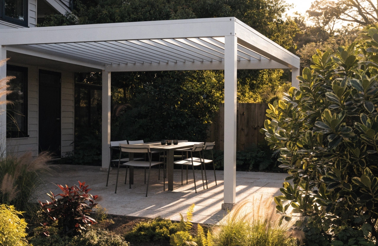luminium framed pergola shading an outdoor entertaining area at an Adelaide home