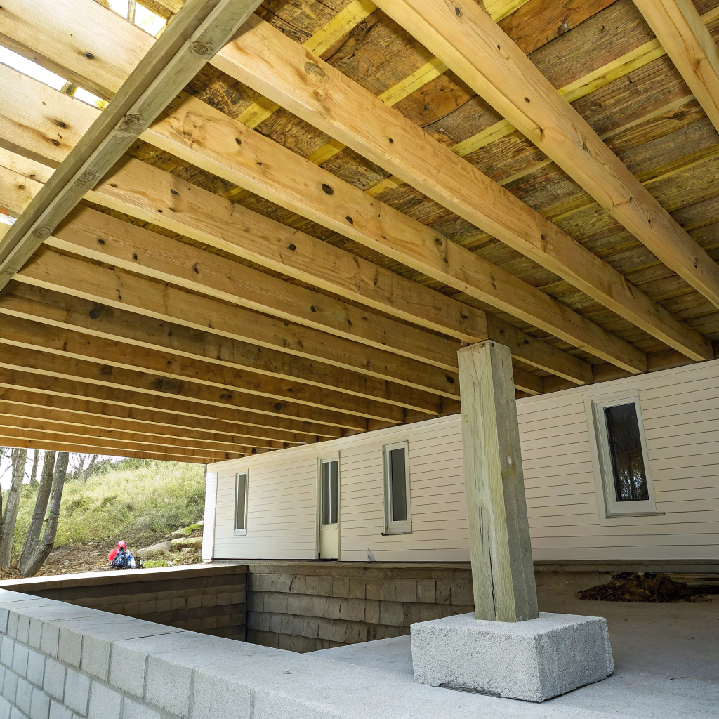 Deck subframe inspection Adelaide showing bearer and joist framing before extension build