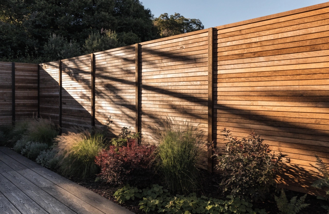 Timber privacy screen along a backyard boundary fence in Adelaide